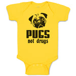 Baby Clothes Pugs Not Drugs Pet Animal Dog Face and Head Baby Bodysuits Cotton