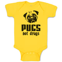 Baby Clothes Pugs Not Drugs Pet Animal Dog Face and Head Baby Bodysuits Cotton