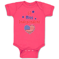 Baby Clothes Lil Miss Independent Flag United States Heart Symbol Baby Bodysuits