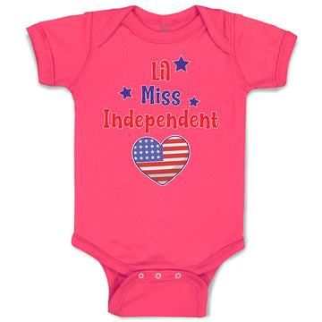 Baby Clothes Lil Miss Independent Flag United States Heart Symbol Baby Bodysuits