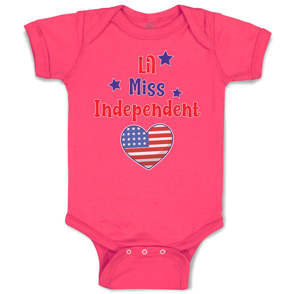 Baby Clothes Lil Miss Independent Flag United States Heart Symbol Baby Bodysuits