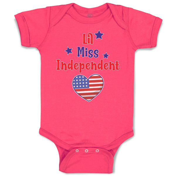 Baby Clothes Lil Miss Independent Flag United States Heart Symbol Baby Bodysuits