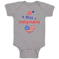 Baby Clothes Lil Miss Independent Flag United States Heart Symbol Baby Bodysuits