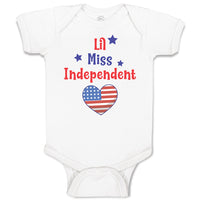 Baby Clothes Lil Miss Independent Flag United States Heart Symbol Baby Bodysuits