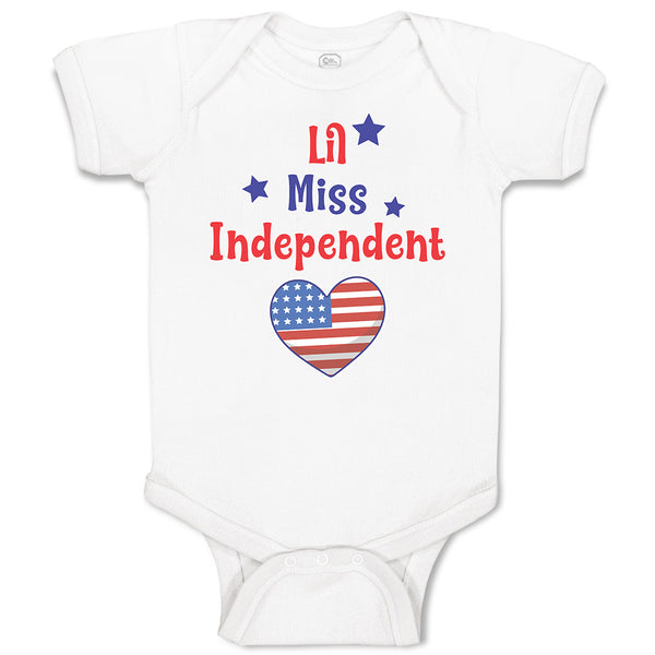 Baby Clothes Lil Miss Independent Flag United States Heart Symbol Baby Bodysuits