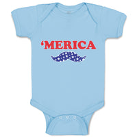 Baby Clothes Merica American Flag United States with Flag Mustache Cotton