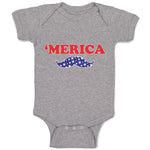 Baby Clothes Merica American Flag United States with Flag Mustache Cotton