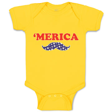 Baby Clothes Merica American Flag United States with Flag Mustache Cotton