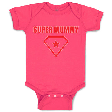 Baby Clothes Red Super Mummy Shield with Diamond Shape Alond with Star Cotton
