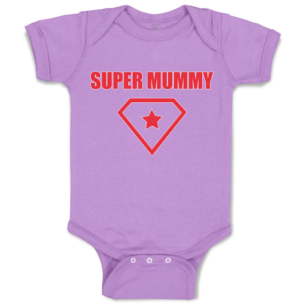 Baby Clothes Red Super Mummy Shield with Diamond Shape Alond with Star Cotton