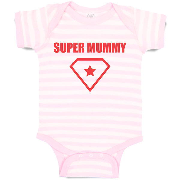 Baby Clothes Red Super Mummy Shield with Diamond Shape Alond with Star Cotton