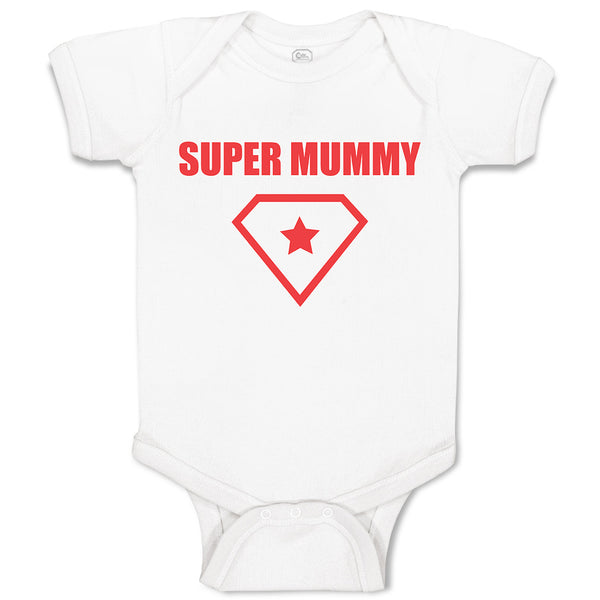 Baby Clothes Red Super Mummy Shield with Diamond Shape Alond with Star Cotton