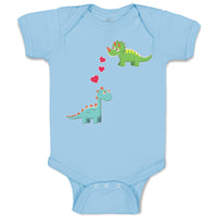 Triceratops and Brontosaurus Dinosaur's Love with Lovely Hearts