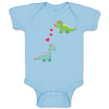 Baby Clothes Triceratops and Brontosaurus Dinosaur's Love with Lovely Hearts