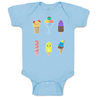 Baby Clothes Various Frozen Icecream Flavor Summer and Sweet Menu Concept Cotton