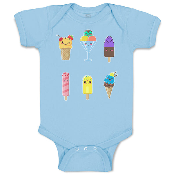 Baby Clothes Various Frozen Icecream Flavor Summer and Sweet Menu Concept Cotton