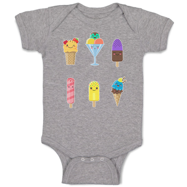 Baby Clothes Various Frozen Icecream Flavor Summer and Sweet Menu Concept Cotton