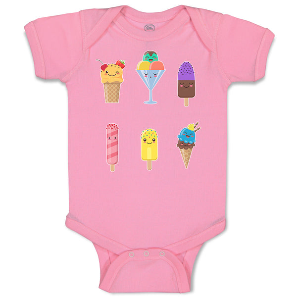 Baby Clothes Various Frozen Icecream Flavor Summer and Sweet Menu Concept Cotton