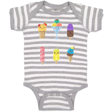 Baby Clothes Various Frozen Icecream Flavor Summer and Sweet Menu Concept Cotton