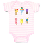 Baby Clothes Various Frozen Icecream Flavor Summer and Sweet Menu Concept Cotton