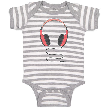 Baby Clothes Stylish Modern Red Headphone Baby Bodysuits Boy & Girl Cotton