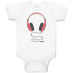 Baby Clothes Stylish Modern Red Headphone Baby Bodysuits Boy & Girl Cotton