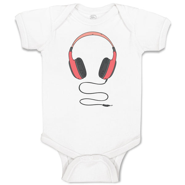 Baby Clothes Stylish Modern Red Headphone Baby Bodysuits Boy & Girl Cotton