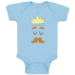 Baby Clothes King The Ruler with Closed Eyes, Mustache and Crown on Head Cotton