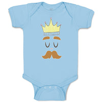 Baby Clothes King The Ruler with Closed Eyes, Mustache and Crown on Head Cotton