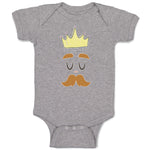 Baby Clothes King The Ruler with Closed Eyes, Mustache and Crown on Head Cotton
