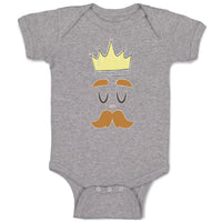 Baby Clothes King The Ruler with Closed Eyes, Mustache and Crown on Head Cotton