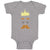 Baby Clothes King The Ruler with Closed Eyes, Mustache and Crown on Head Cotton