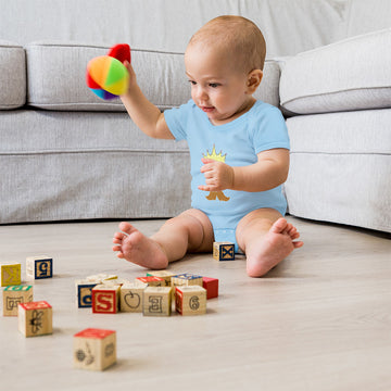 Baby Clothes King The Ruler with Closed Eyes, Mustache and Crown on Head Cotton