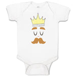 Baby Clothes King The Ruler with Closed Eyes, Mustache and Crown on Head Cotton
