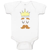 Baby Clothes King The Ruler with Closed Eyes, Mustache and Crown on Head Cotton