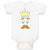 Baby Clothes King The Ruler with Closed Eyes, Mustache and Crown on Head Cotton