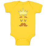 Baby Clothes King The Ruler with Closed Eyes, Mustache and Crown on Head Cotton