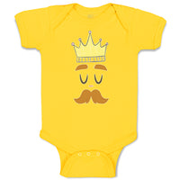 Baby Clothes King The Ruler with Closed Eyes, Mustache and Crown on Head Cotton