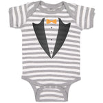 Baby Clothes Men's Fashion Coat Suit Costume with Bowtie Baby Bodysuits Cotton