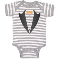 Baby Clothes Men's Fashion Coat Suit Costume with Bowtie Baby Bodysuits Cotton