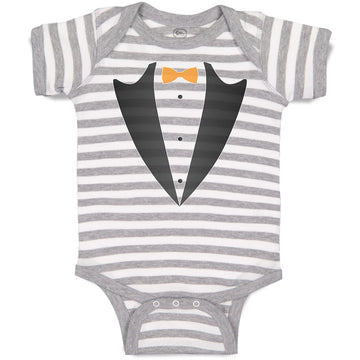 Baby Clothes Men's Fashion Coat Suit Costume with Bowtie Baby Bodysuits Cotton