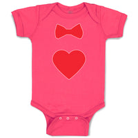 Baby Clothes Red Bowtie and Heart Love Symbol Baby Bodysuits Boy & Girl Cotton