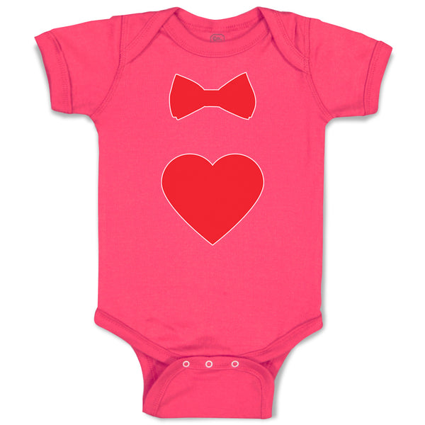 Baby Clothes Red Bowtie and Heart Love Symbol Baby Bodysuits Boy & Girl Cotton