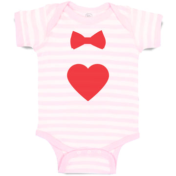 Baby Clothes Red Bowtie and Heart Love Symbol Baby Bodysuits Boy & Girl Cotton