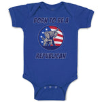 Born to Be A Republican An Elephant Mascot with American Usa Stars and Stripes Flag