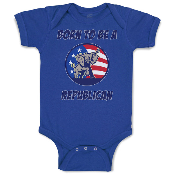 Born to Be A Republican An Elephant Mascot with American Usa Stars and Stripes Flag