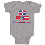 Baby Clothes Dominirican National Flag Puerto Rican Along Red Heart Cotton