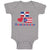 Baby Clothes Dominirican National Flag Puerto Rican Along Red Heart Cotton