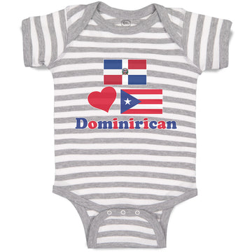 Baby Clothes Dominirican National Flag Puerto Rican Along Red Heart Cotton