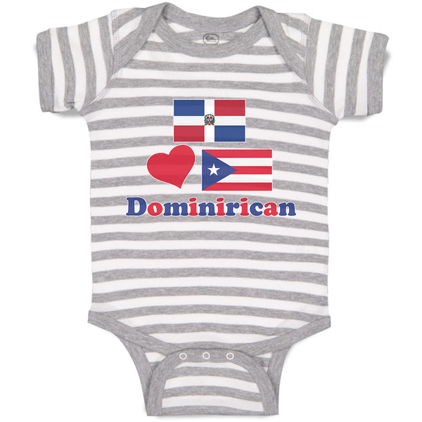 Baby Clothes Dominirican National Flag Puerto Rican Along Red Heart Cotton